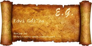 Edvi Géza névjegykártya